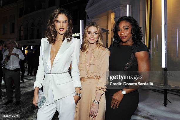 Model Alessandra Ambrosio, Olivia Palermo and tennis player Serena Williams attend Audemars Piguet Celebrates the opening of Audemars Piguet Rodeo...