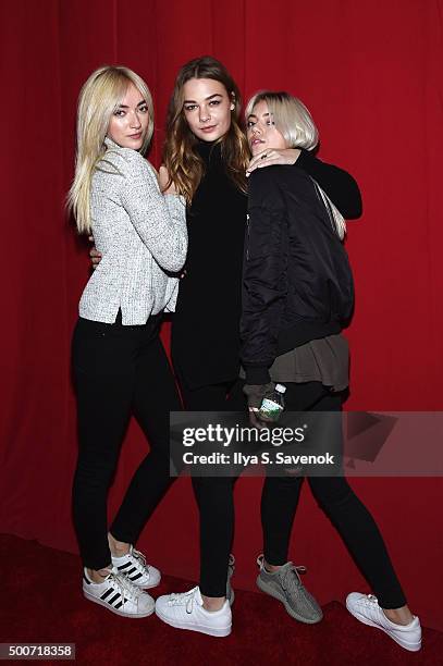 Daisy Smith, Rachel Russell and Pyper America Smith attend the adidas Originals NMD global unveiling at the 69th Regiment Armory on December 9, 2015...
