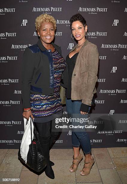 Yolanda Braddy and model Nicole Mitchell Murphy attend the Opening of Audemars Piguet Rodeo Drive at Audemars Piguet on December 9, 2015 in Beverly...