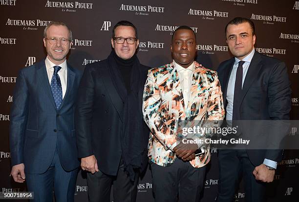 Xavier Nolot, CEO of Audemars Piguet North America, CEO of Audemars Piguet Francois-Henry Bennahmias, rapper Won-G Bruny, and Audemars Piguet...