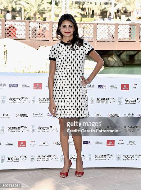 Actress Ahd Kamel attends the "Zinzana " photocall during day two of the 12th annual Dubai International Film Festival held at the Madinat Jumeriah...