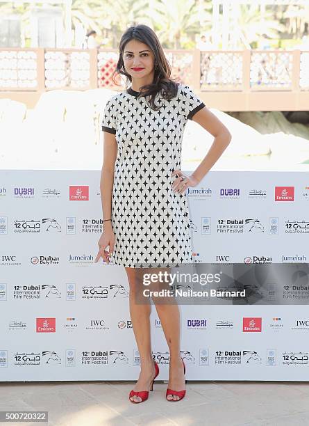 Actress Ahd Kamel attends the "Zinzana " photocall during day two of the 12th annual Dubai International Film Festival held at the Madinat Jumeriah...