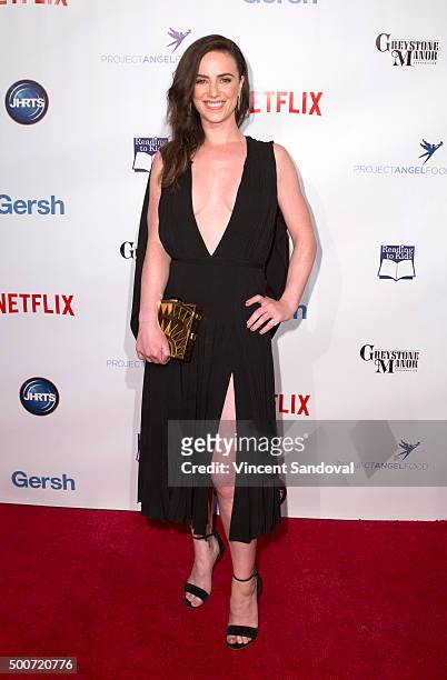 Actress Amy Manson attends the 13th Annual holiday party hosted by Junior Hollywood Radio and Television Society at Greystone Manor on December 9,...