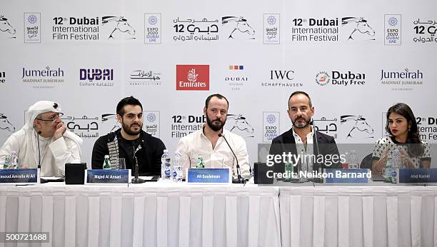 Artistic Director of DIFF Masoud Amralla Al Ali, director Majid Al Ansari, actor Ali Suliman, producer Rami Yasin and actress Ahd Kamel attend the...