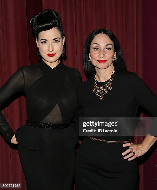 Dita Von Teese and Rose Apodaca attend Live Talks L.A. Presents an evening with Dita Von Teese and friends on December 9, 2015 in Westwood,...