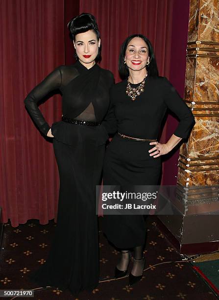 Dita Von Teese and Rose Apodaca attend Live Talks L.A. Presents an evening with Dita Von Teese and friends on December 9, 2015 in Westwood,...