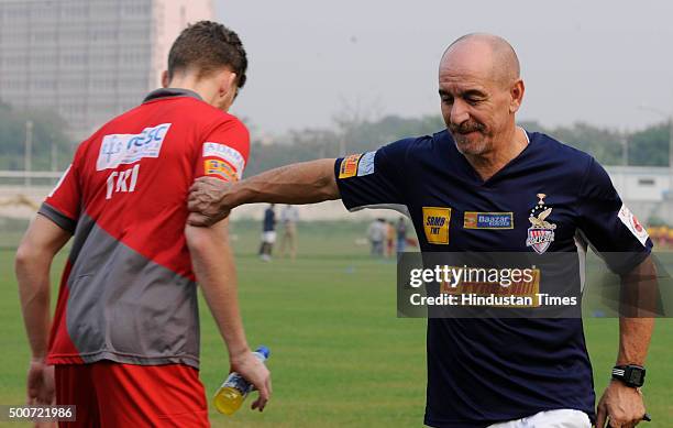 Atletico De Kolkata Chief Coach Antonio Habas during team's training session on December 9, 2015 at Central Park, Salt Lake in Kolkata, India.