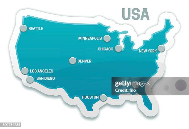 usa map - seattle map stock illustrations