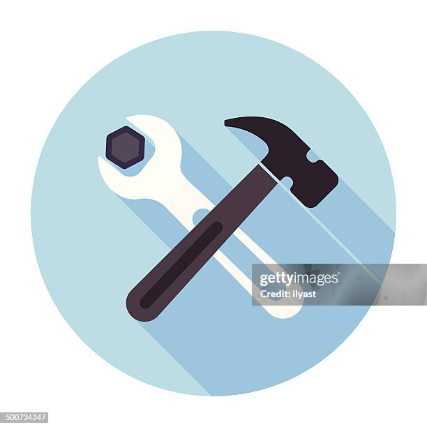 flat settings icon - hammer wrench stock illustrations