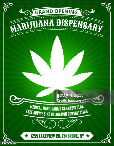 marijuana dispensary on green background - marijuana herbal cannabis 幅插畫檔、美工圖案、卡通及圖標