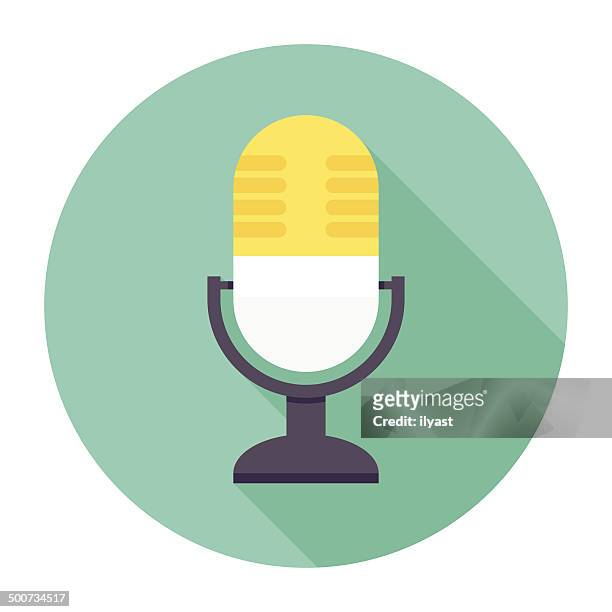 illustrazioni stock, clip art, cartoni animati e icone di tendenza di piatto icona del microfono - microfono