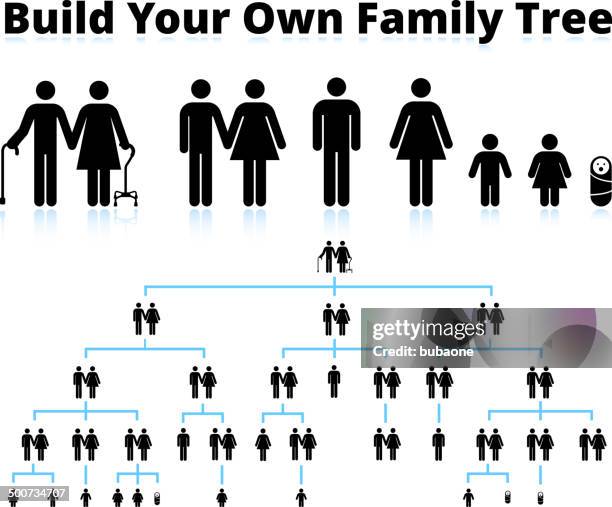 bildbanksillustrationer, clip art samt tecknat material och ikoner med stick figure family tree - släktträd