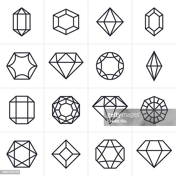 jewel and gem icons and symbols - diamond gemstone stock illustrations