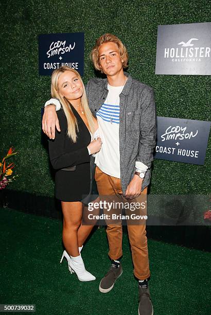 Alli Simpson and Corey Harper attend the Hollister Holiday Carnival at The Roxy Theatre on December 9, 2015 in West Hollywood, California.