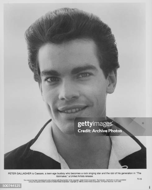 Studio portrait of actor Peter Gallagher, as he appears in the movie 'The Idolmaker', 1980.
