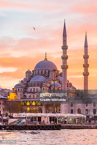 neue moschee in istanbul (türkei - bosporus bucht goldenes horn istanbul stock-fotos und bilder