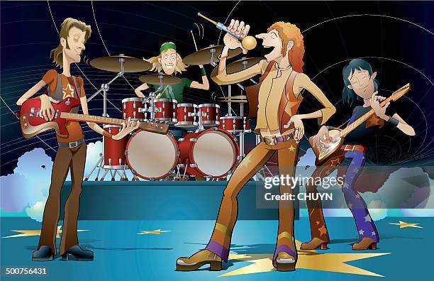 rock band - drum set stock illustrations