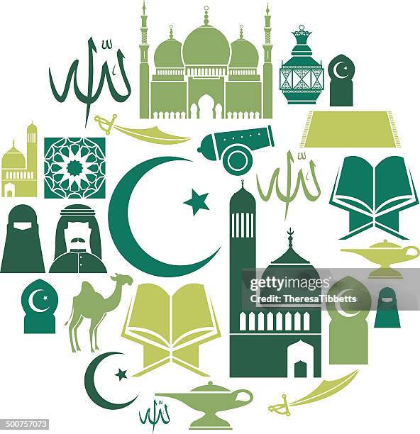 islamic icon set - middle eastern man stock illustrations