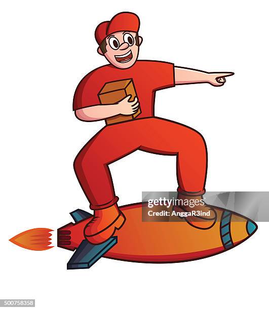 rocket delivery courier - priority mail stock illustrations