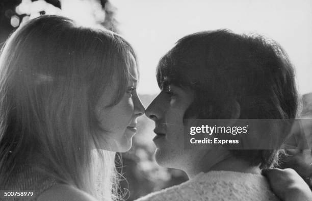 Beatles guitarist George Harrison and his wife Patti Boyd, relaxing on vacation in Barbados, February 14th 1966.