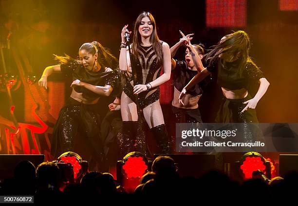 Actress/model/singer Hailee Steinfeld performs onstage during Q102's Jingle Ball 2015 presented by Capital One at Wells Fargo Center on December 9,...