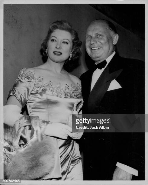 Actress Greer Garson and agent Mike Levee attending the Sadler's Wells Ballet, London, circa 1940-1950.