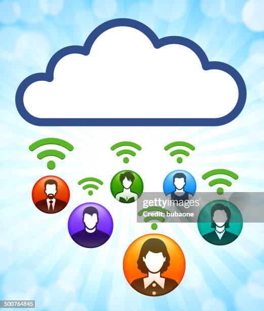wi-fi cloud with people - network connection background stock illustrations