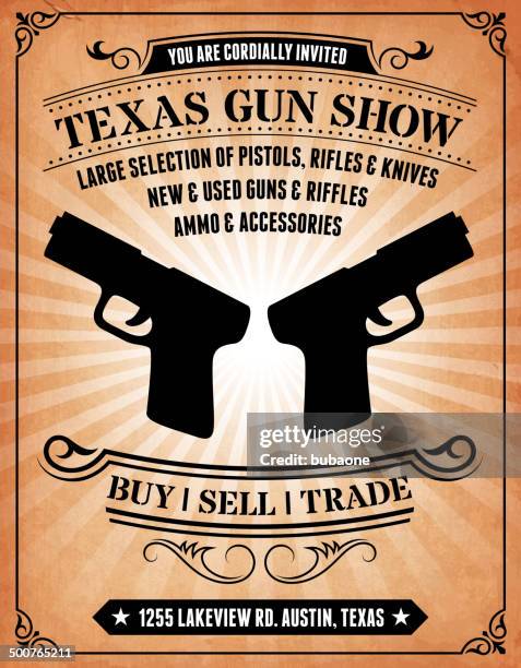 texas gun show invitation on royalty free vector background poster - gun show stock illustrations