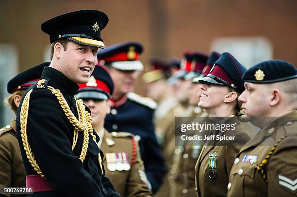 Prince William, Duke of Cambridge visits Keogh Barracks to present medals to British Army Medics on December 10, 2015 in Aldershot, England.