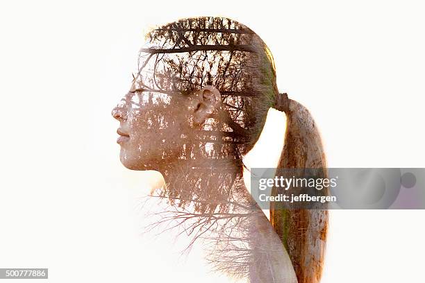 she's a beauty in nature - multiple exposure stock pictures, royalty-free photos & images
