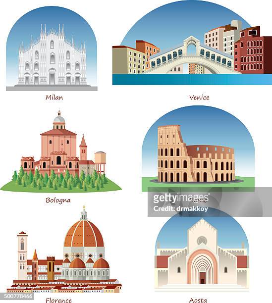 ilustraciones, imágenes clip art, dibujos animados e iconos de stock de italia símbolos - catedral de milán