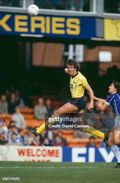 Irish footballer David O'Leary of Arsenal during an English Division One match against Leicester City at the Filbert Street stadium, Leicester, 13th...