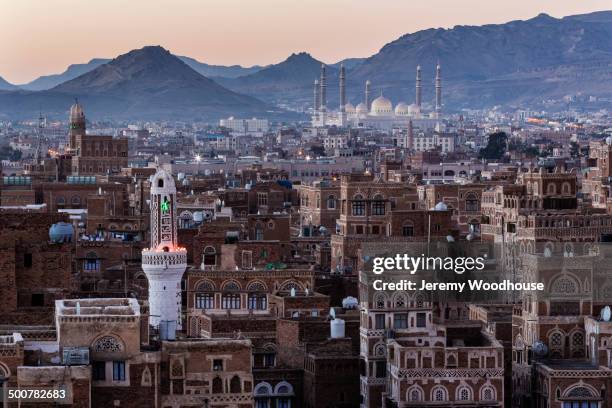 view of sanaa skyline, yemen - yemen stock pictures, royalty-free photos & images
