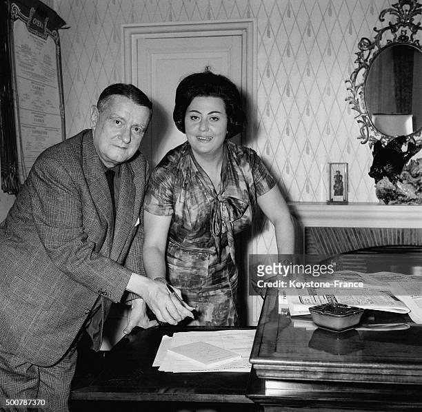 The director of the Union of French Opera Houses Georges Auric with opera singer Régine Crespin, who will sing again in France next year at Paris...
