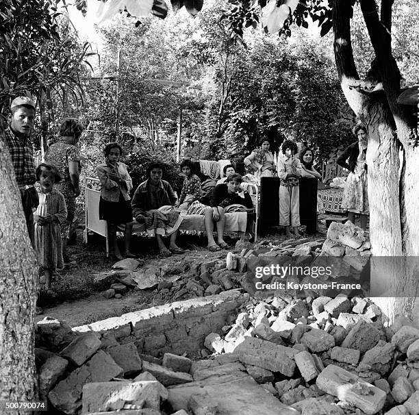 Living outside in Skopje a few days after the earthquake which destroyed 80% of the city and caused the death of 10 000 people, thousands of wounded...