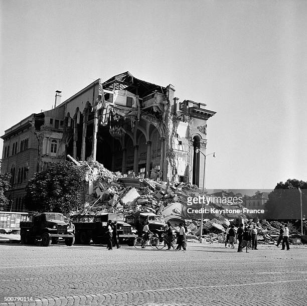 Skopje the day after the earthquake which destroyed 80% of the city and caused the death of 10 000 people, thousands of wounded persons and 200 000...