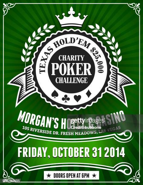 poker charity tournament poster on green background - the queens club 幅插畫檔、美工圖案、卡通及圖標