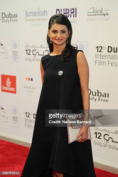 Actress Ahd Kamel attends the "Zinzana " premiere during day two of the 12th annual Dubai International Film Festival held at the Madinat Jumeriah...