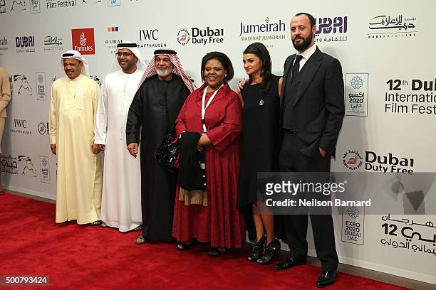 Actors Ahd Kamel , Ali Suliman and guests attend the "Zinzana " premiere during day two of the 12th annual Dubai International Film Festival held at...