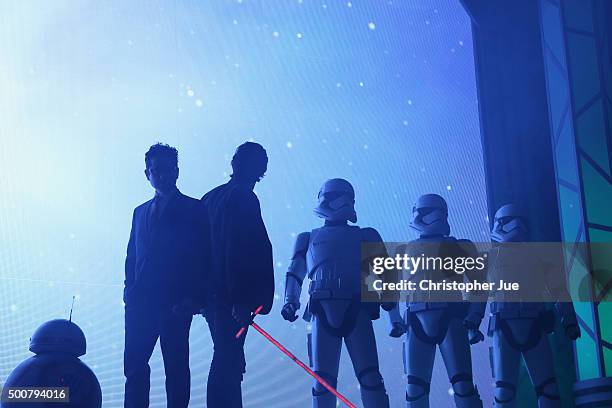 Abrams, Adam Driver and Stormtroopers attend the 'Star Wars: The Force Awakens' fan event at the Roppongi Hills on December 10, 2015 in Tokyo, Japan.