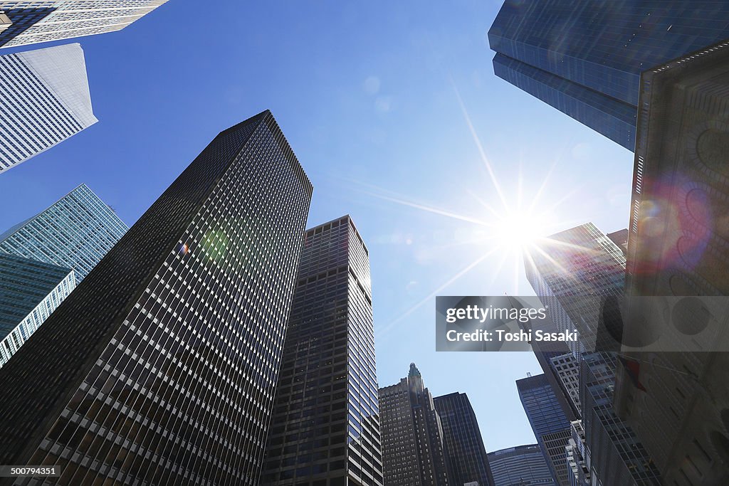 Sunshine from above the Manhattan skyscraper