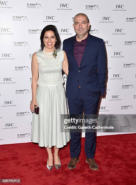 Producer Amira Diab and director Hany Abu-Assad attend the IWC Filmmakers Award during day two of the 12th annual Dubai International Film Festival...