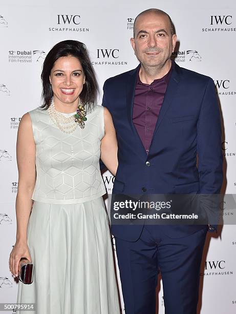 Producer Amira Diab and director Hany Abu-Assad attend the IWC Filmmakers Award during day two of the 12th annual Dubai International Film Festival...