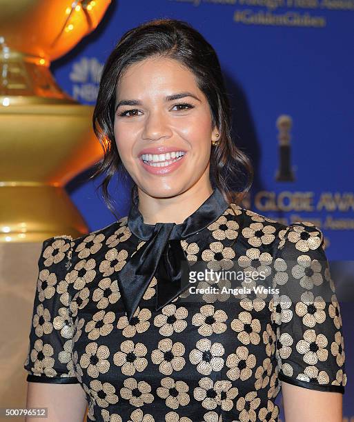 Actress America Ferrera attends the 73rd Annual Golden Globe Awards nominations announcement at The Beverly Hilton Hotel on December 10, 2015 in...