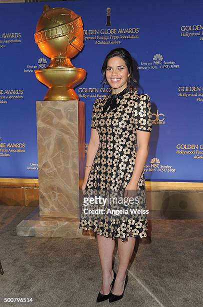 Actress America Ferrera attends the 73rd Annual Golden Globe Awards nominations announcement at The Beverly Hilton Hotel on December 10, 2015 in...