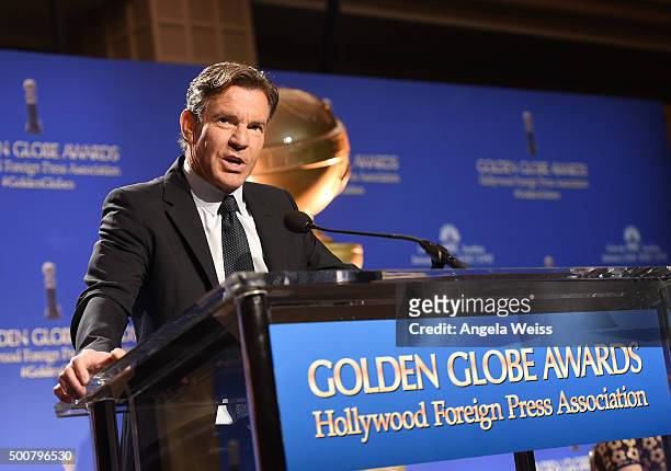 Actor Dennis Quaid attends the 73rd Annual Golden Globe Awards nominations announcement at The Beverly Hilton Hotel on December 10, 2015 in Beverly...