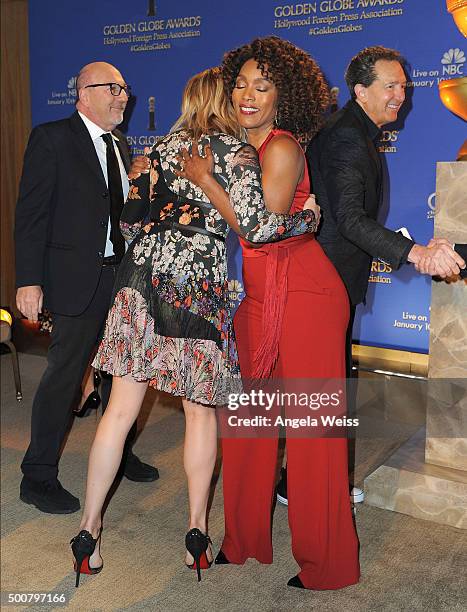 Actors Chloe Grace Moretz and Angela Bassett attend the 73rd Annual Golden Globe Awards nominations announcement at The Beverly Hilton Hotel on...