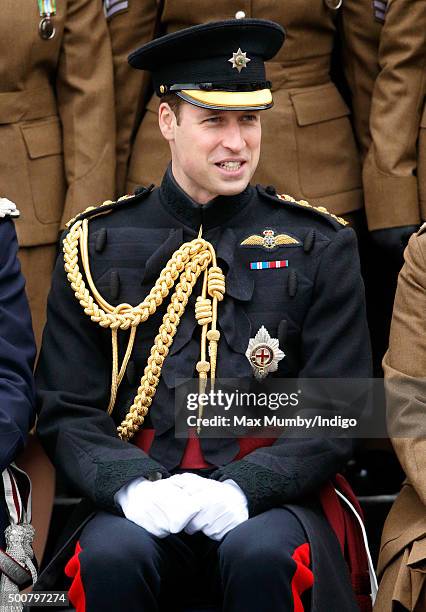 Prince William, Duke of Cambridge poses for a regimental photograph as he visits Keogh Barracks to present British Army Medics of 22 Field Hospital...