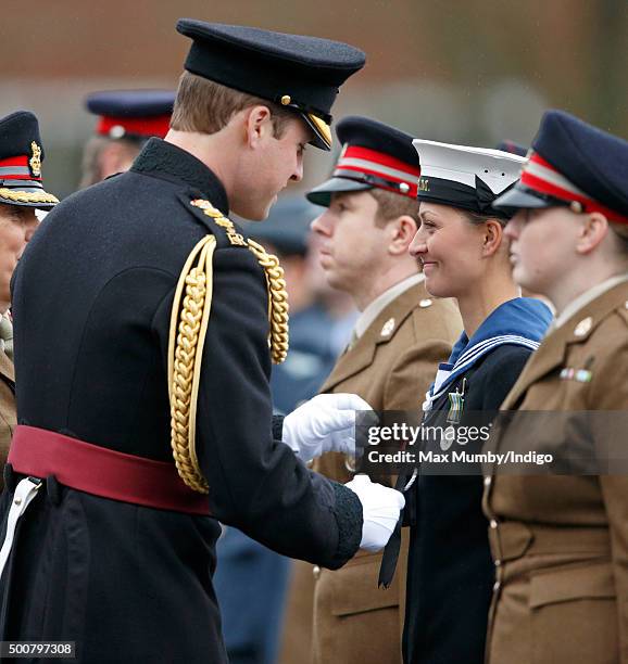 Prince William, Duke of Cambridge presents British Army Medics of 22 Field Hospital with the Government Ebola Medal for service in West Africa during...