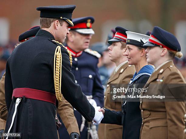 Prince William, Duke of Cambridge presents British Army Medics of 22 Field Hospital with the Government Ebola Medal for service in West Africa during...